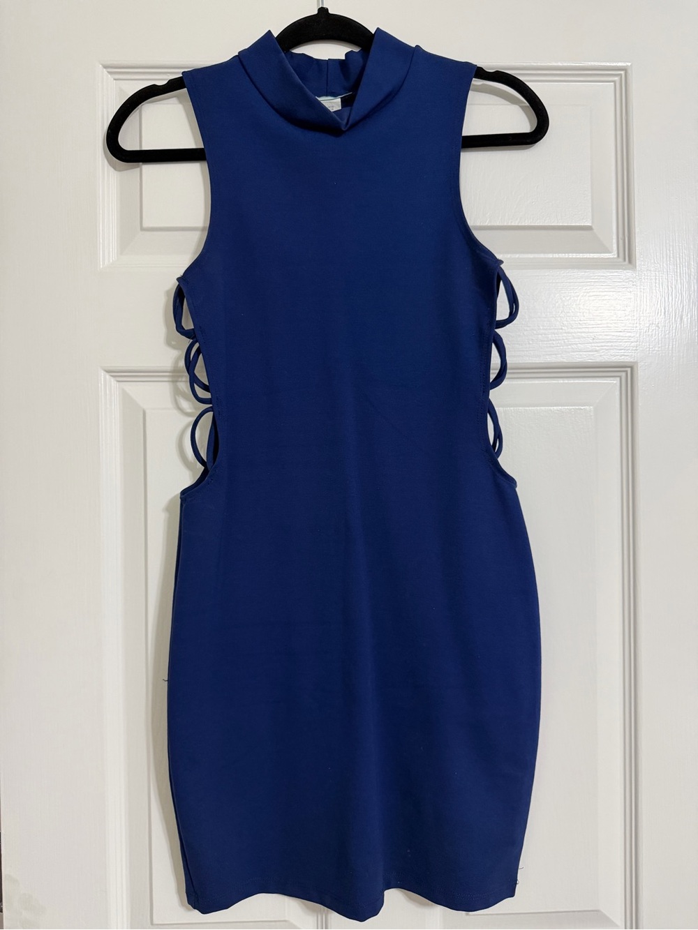 Sleeveless Royal Blue Side-Cutout Dress
